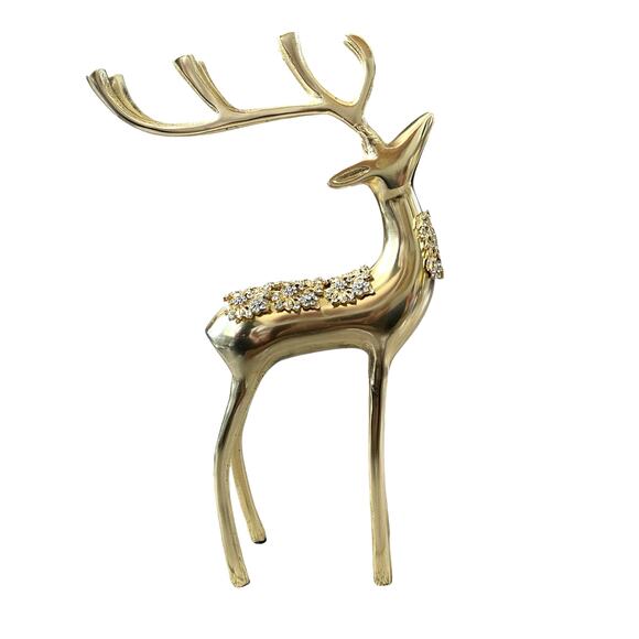 34th & Pine Gold Metal Rhinestone Reindeer Set of 2 Christmas Holiday Decor NEW - Picture 9 of 15